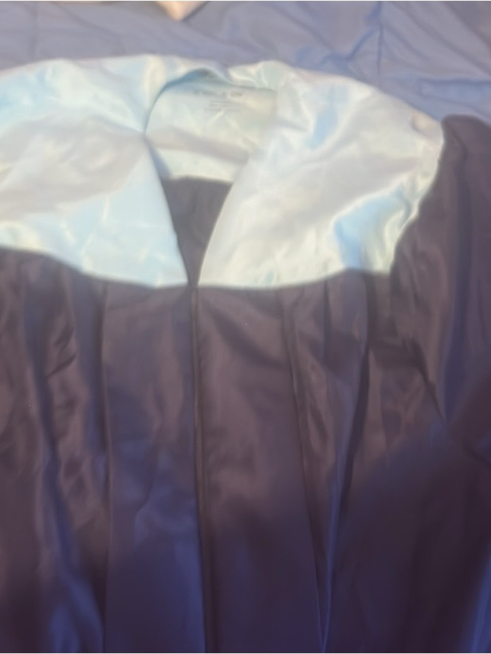 Women's Two-Tone Satin Robe - Navy and Light Blue